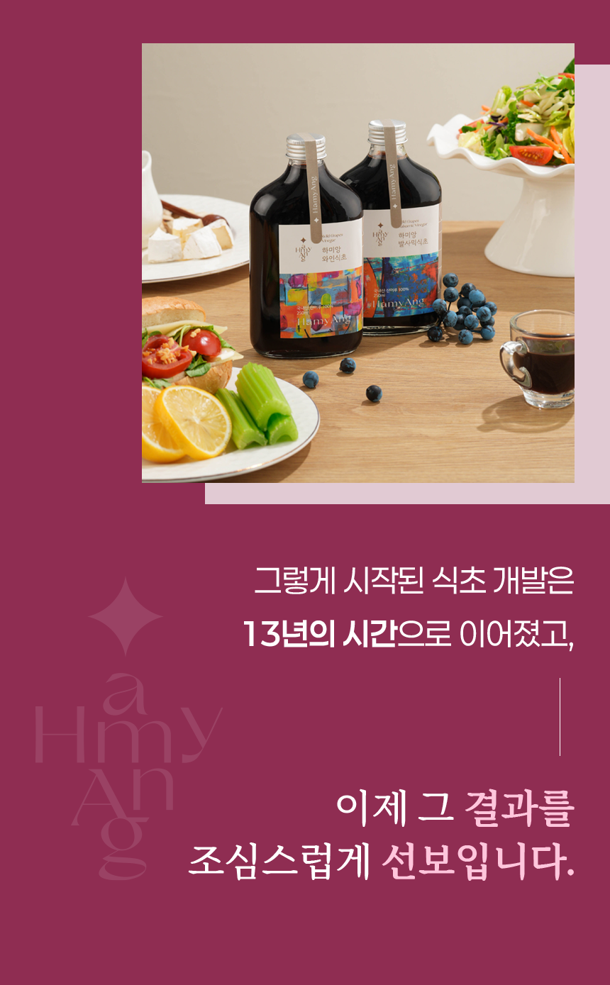 [13년 숙성] 하미앙 와인식초 250ml / 발사믹식초 250ml / 산머루 식초세트 250mlx2